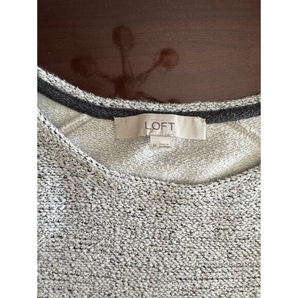 Loft Womens Top M Textured Knit Long Sleeve Pockets Gray - Picture 3 of 6